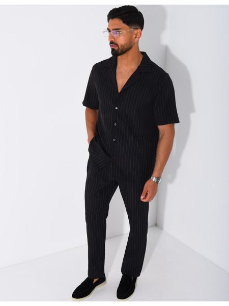 Ensemble rayé pantalon et chemise manches courtes