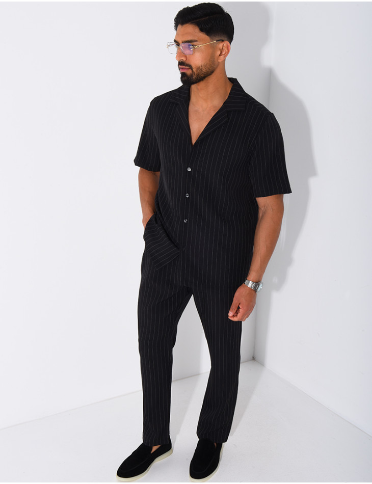 Ensemble rayé pantalon et chemise manches courtes