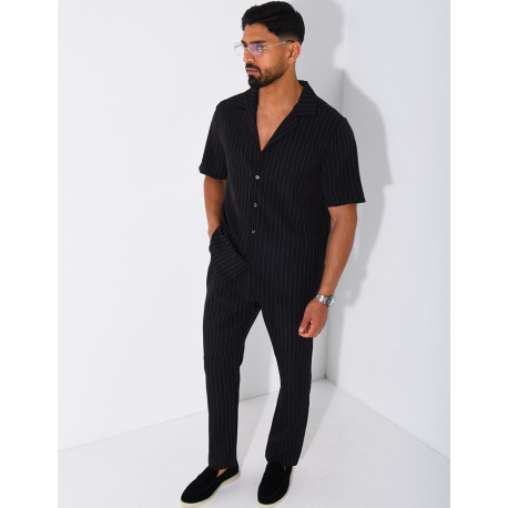 Ensemble rayé pantalon et chemise manches courtes