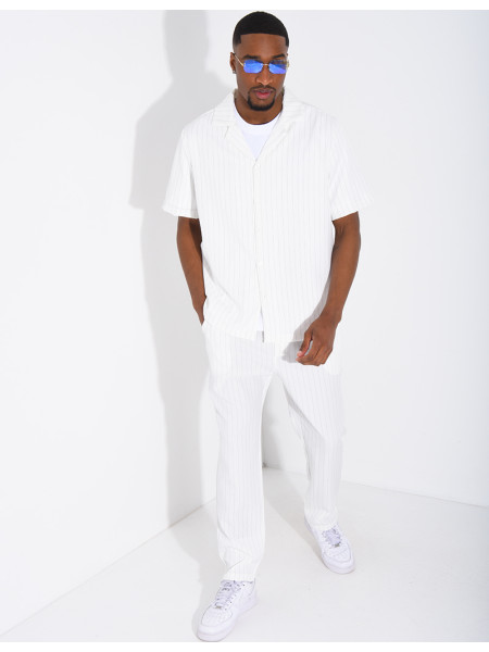 Ensemble rayé pantalon et chemise manches courtes