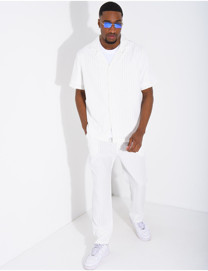 Ensemble rayé pantalon et chemise manches courtes