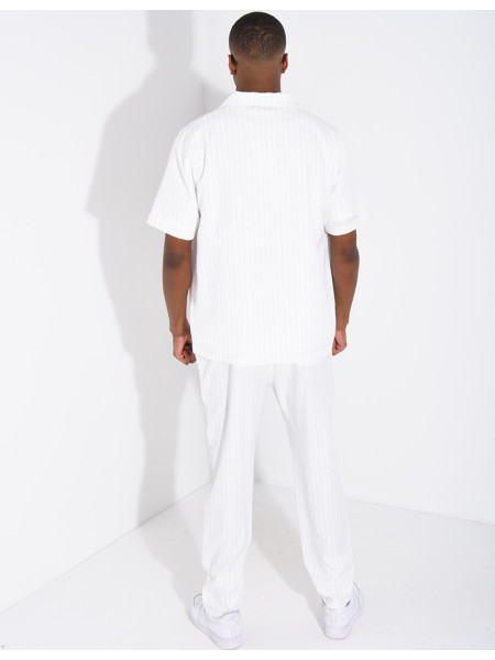 Ensemble rayé pantalon et chemise manches courtes