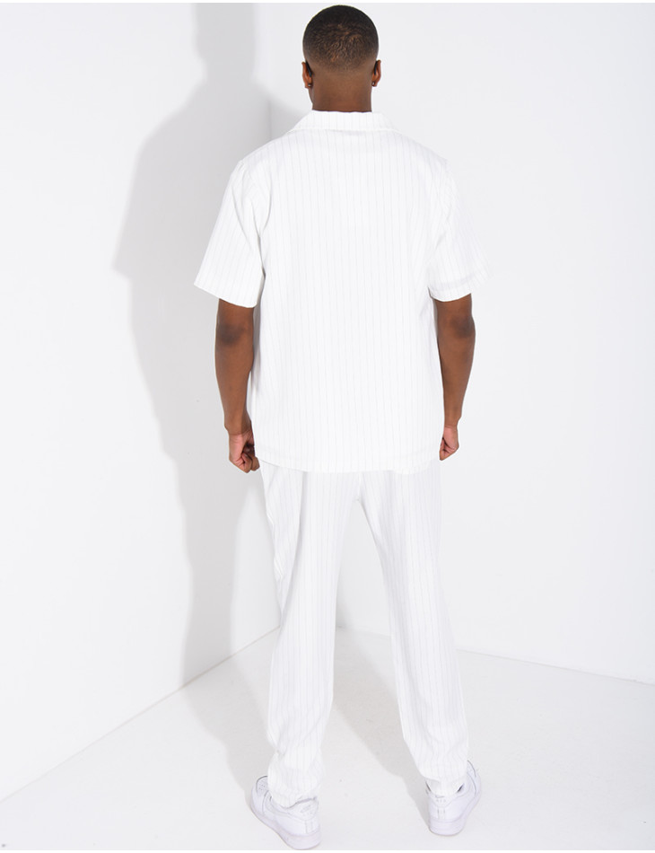 Ensemble rayé pantalon et chemise manches courtes