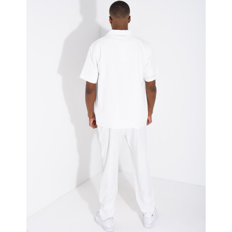 Ensemble rayé pantalon et chemise manches courtes