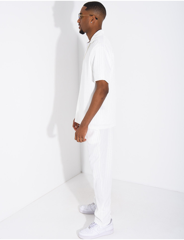 Ensemble rayé pantalon et chemise manches courtes
