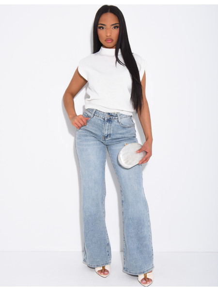 Jeans in weiter Passform, mittlerer Bund, verwaschener Look