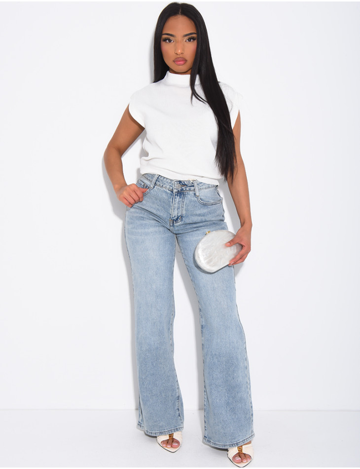 Jeans in weiter Passform, mittlerer Bund, verwaschener Look