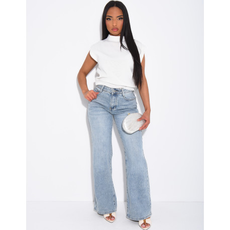 Jeans in weiter Passform, mittlerer Bund, verwaschener Look