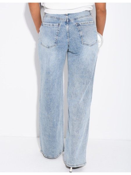 Jeans in weiter Passform, mittlerer Bund, verwaschener Look