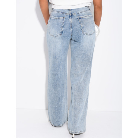 Jeans in weiter Passform, mittlerer Bund, verwaschener Look