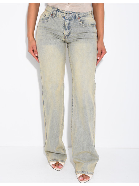 Light blue low-rise wide-leg jeans