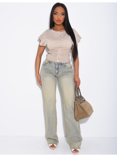 Light blue low-rise wide-leg jeans