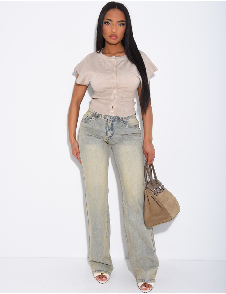 Light blue low-rise wide-leg jeans