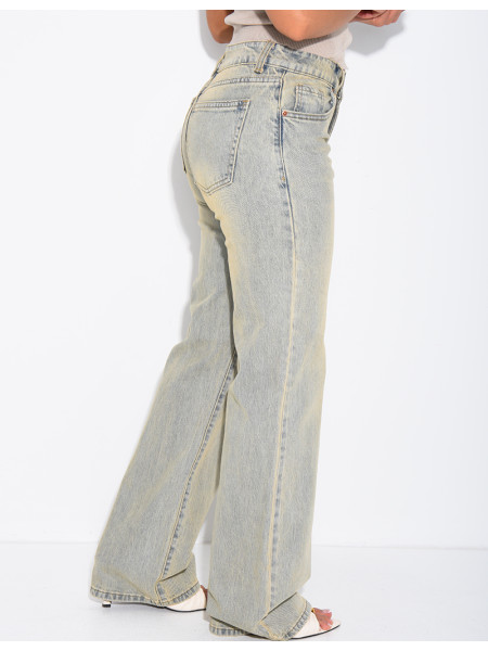 Light blue low-rise wide-leg jeans
