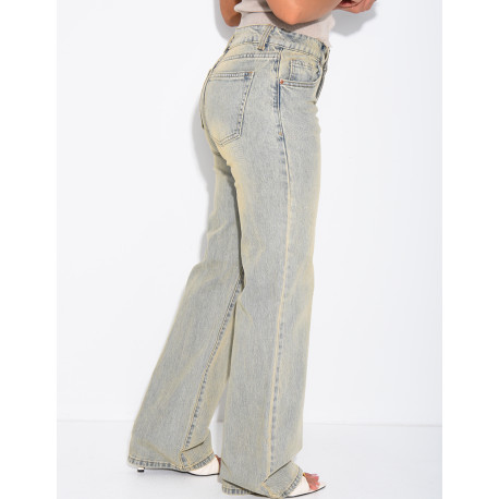 Light blue low-rise wide-leg jeans