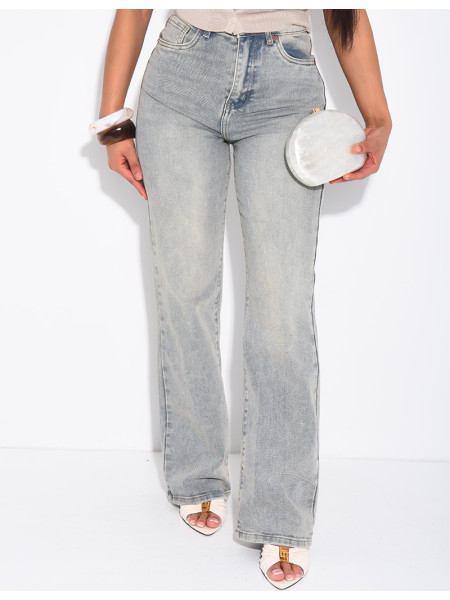 Jeans mit geradem Schnitt und hoher Taille aus Stretchstoff