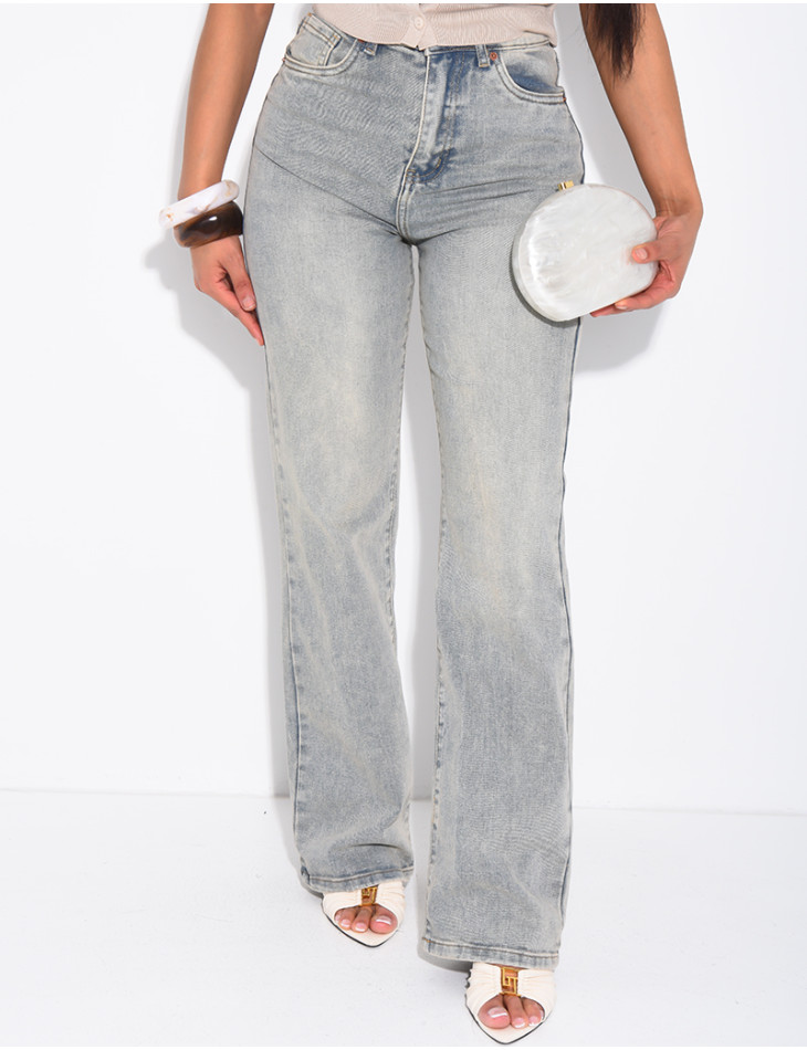 Jeans mit geradem Schnitt und hoher Taille aus Stretchstoff