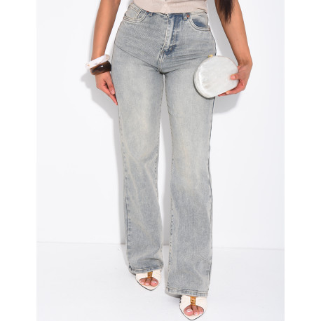 Jeans mit geradem Schnitt und hoher Taille aus Stretchstoff