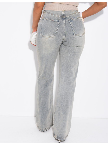 Jeans mit geradem Schnitt und hoher Taille aus Stretchstoff