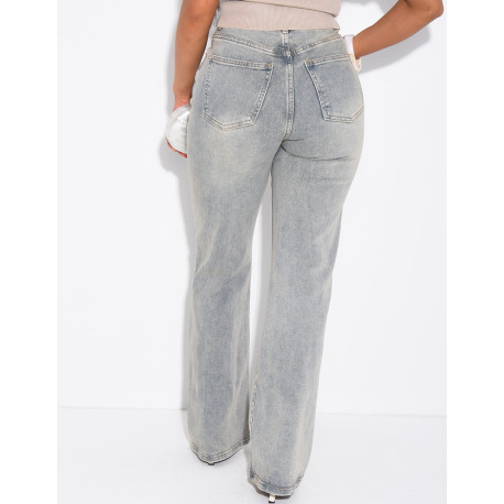 Jeans mit geradem Schnitt und hoher Taille aus Stretchstoff
