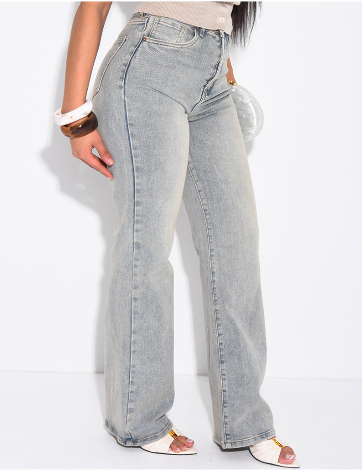 Jeans mit geradem Schnitt und hoher Taille aus Stretchstoff
