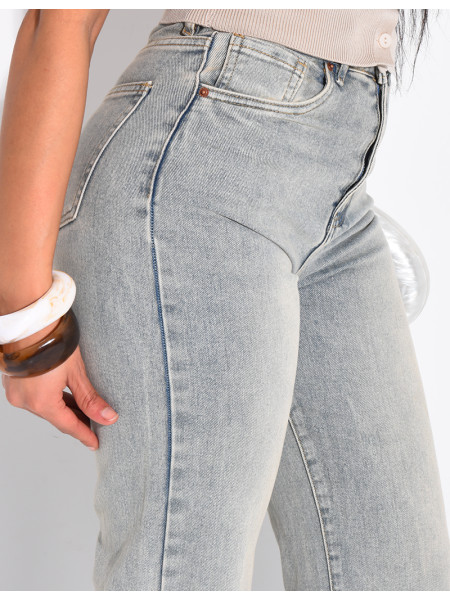 Jeans mit geradem Schnitt und hoher Taille aus Stretchstoff