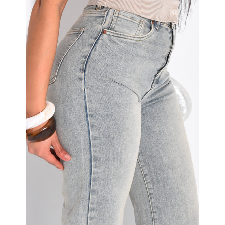 Jeans mit geradem Schnitt und hoher Taille aus Stretchstoff