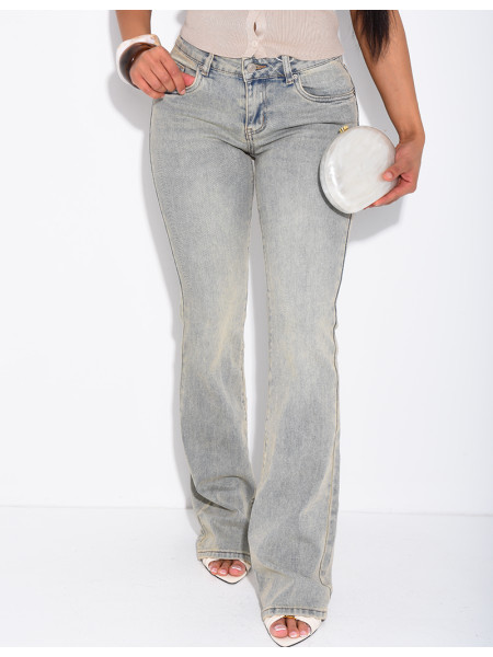 Flare-Jeans mit niedriger Leibhöhe und Vintage-Waschung