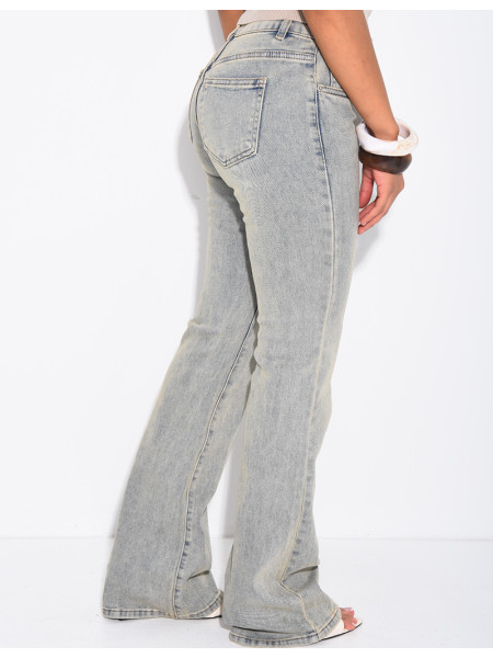 Flare-Jeans mit niedriger Leibhöhe und Vintage-Waschung