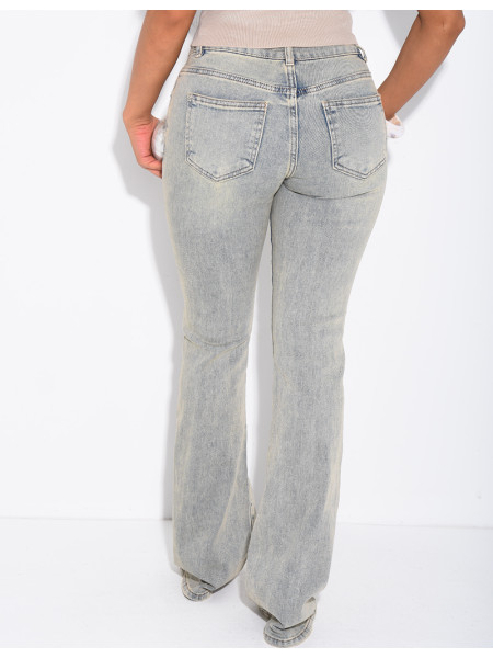Flare-Jeans mit niedriger Leibhöhe und Vintage-Waschung
