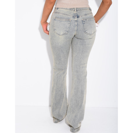 Flare-Jeans mit niedriger Leibhöhe und Vintage-Waschung