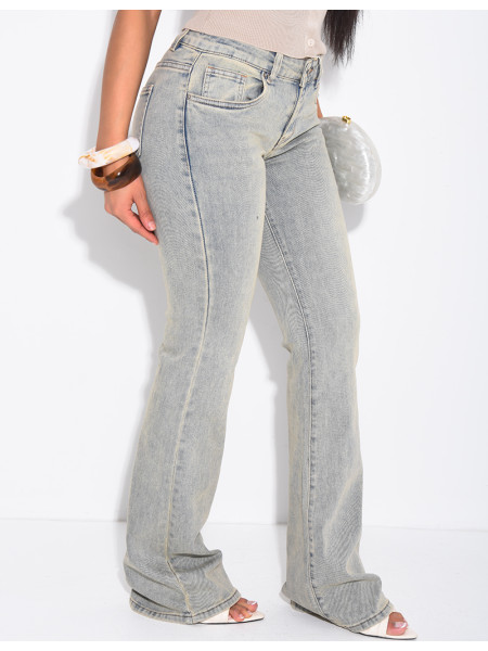 Flare-Jeans mit niedriger Leibhöhe und Vintage-Waschung