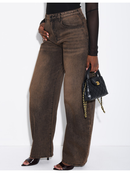 Braune Ballon-Jeans mit Vintage-Waschung