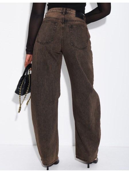 Braune Ballon-Jeans mit Vintage-Waschung
