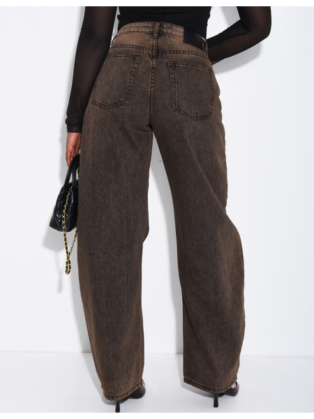Braune Ballon-Jeans mit Vintage-Waschung