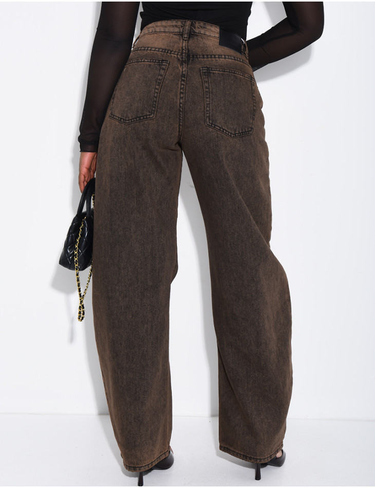 Braune Ballon-Jeans mit Vintage-Waschung
