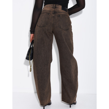 Braune Ballon-Jeans mit Vintage-Waschung