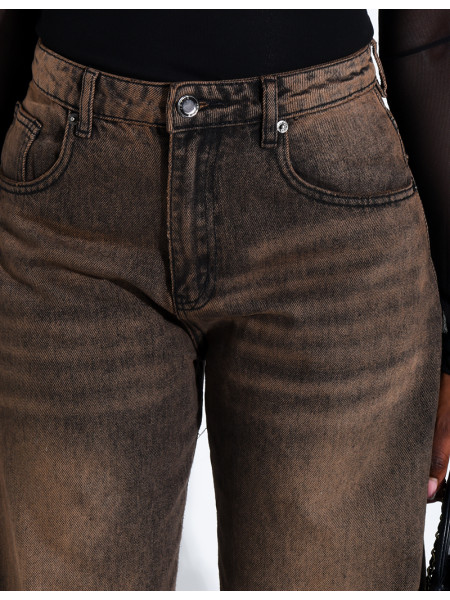 Braune Ballon-Jeans mit Vintage-Waschung