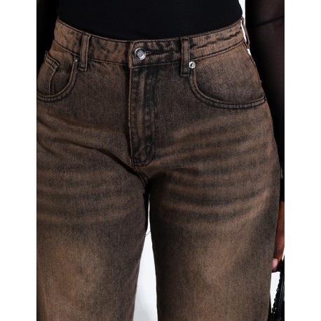 Braune Ballon-Jeans mit Vintage-Waschung