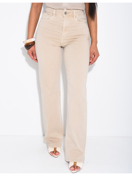 Jeans mit geradem Schnitt und hoher Taille, aus Stretchmaterial