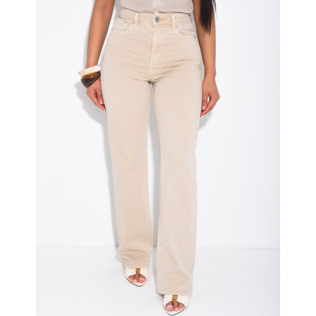 Jeans mit geradem Schnitt und hoher Taille, aus Stretchmaterial