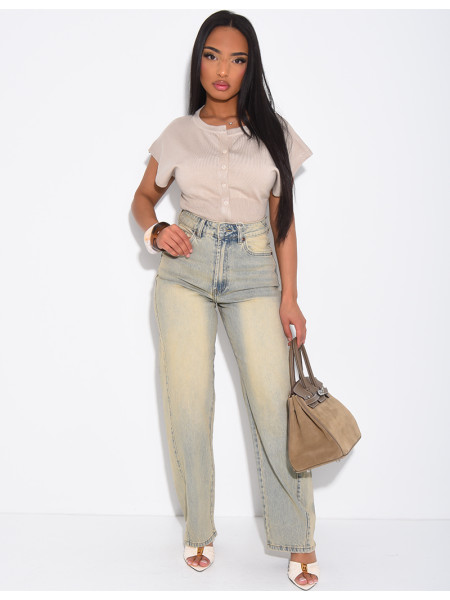 Vintage-wash balloon-fit jeans