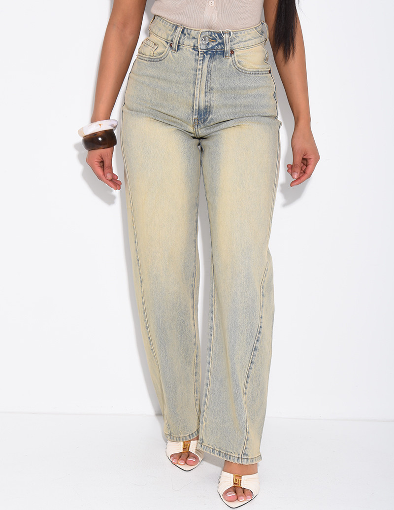 Vintage-wash balloon-fit jeans