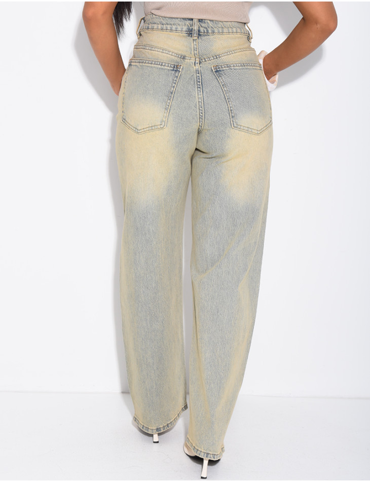 Vintage-wash balloon-fit jeans