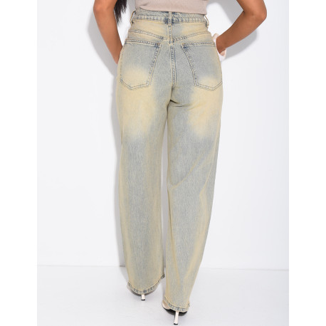 Vintage-wash balloon-fit jeans