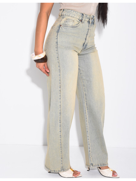 Vintage-wash balloon-fit jeans