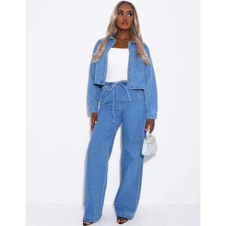 Straight-leg jeans with an elasticated waistband