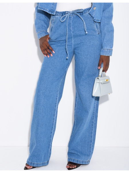 Straight-leg jeans with an elasticated waistband