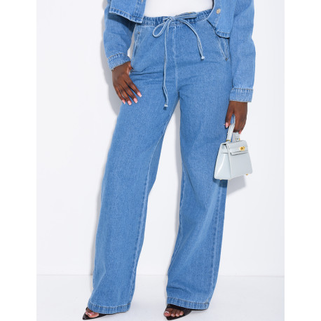 Straight-leg jeans with an elasticated waistband