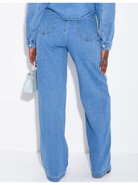 Straight-leg jeans with an elasticated waistband